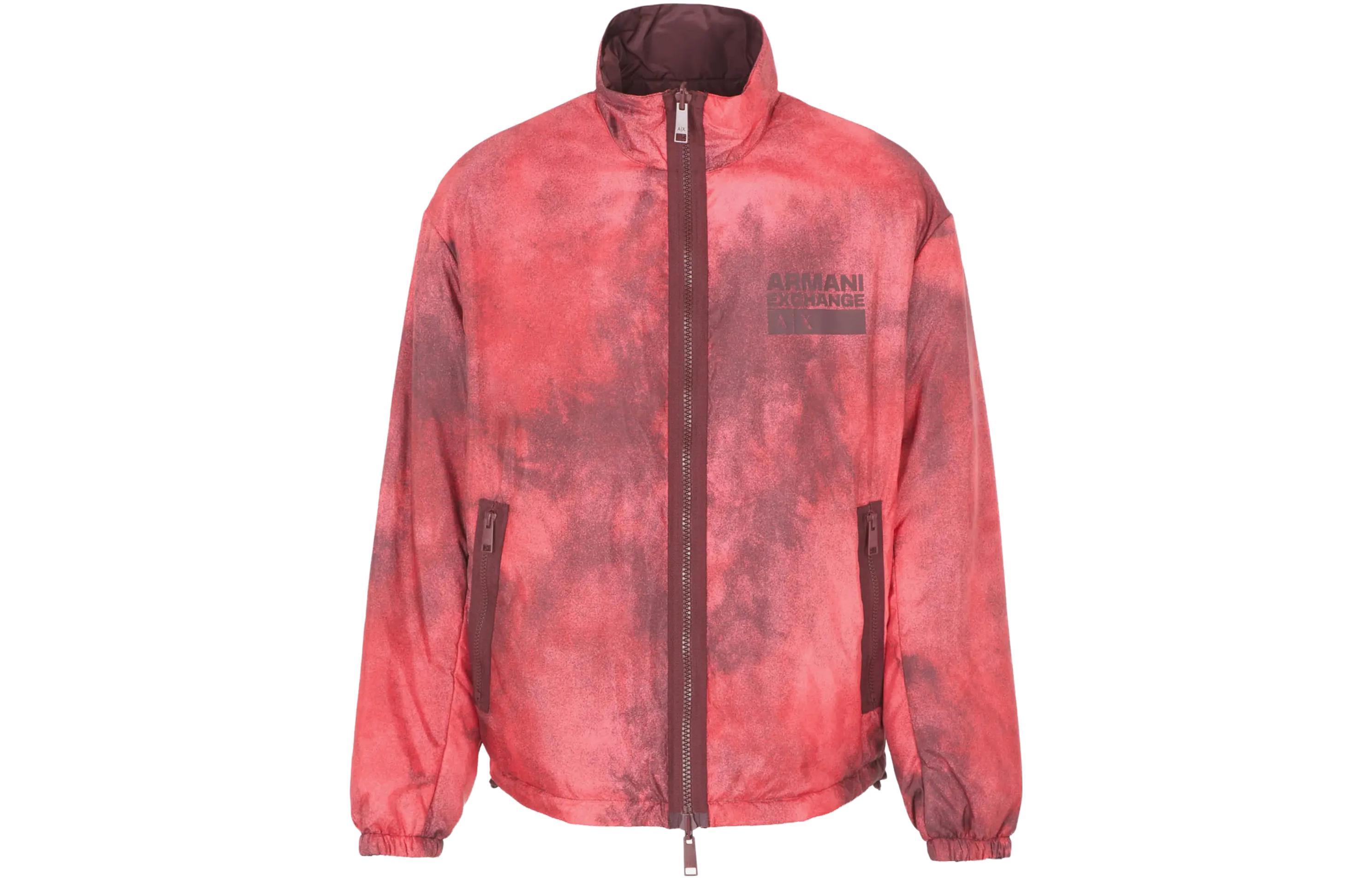 Armani Exchange  Spray Print Zip Cotton Jacket in Maroon. 6RZB30-ZNKRZ-44AF