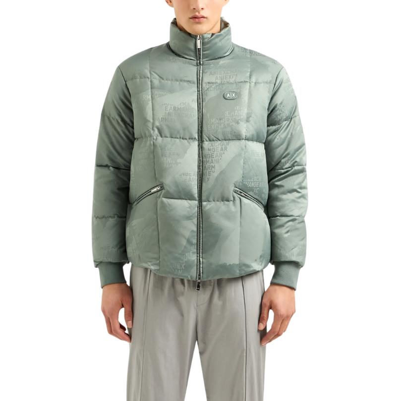 Lookbook ARMANI EXCHANGE SS24 Jaket Puffer Logo Print dengan Kerah Berdiri. 3DZBL4-ZN3HZ-5811