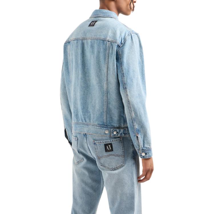 Shop 阿玛尼AX 水洗牛仔长袖短夹克 靛蓝色 SS24. 8NZBP4-Z2P1Z-1500