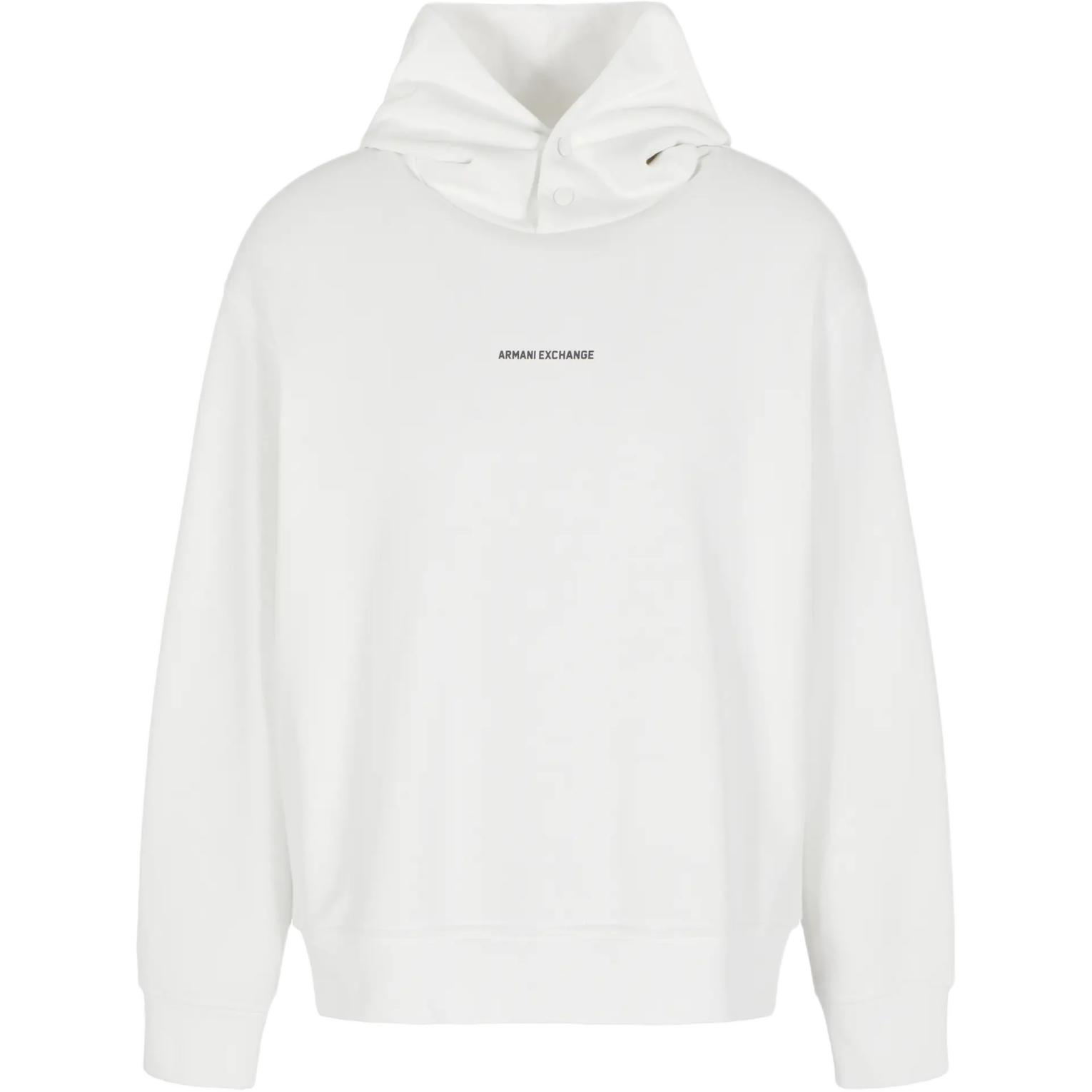 ARMANI EXCHANGE  White Hoodie FW24 with Logo and Lettering Design. 6DZMLJ-ZJ4XZ-1116