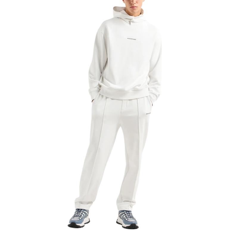 Purchase ARMANI EXCHANGE  White Hoodie FW24 with Logo and Lettering Design. 6DZMLJ-ZJ4XZ-1116