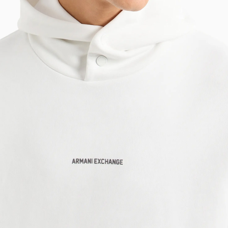 Details for ARMANI EXCHANGE  White Hoodie FW24 with Logo and Lettering Design. 6DZMLJ-ZJ4XZ-1116