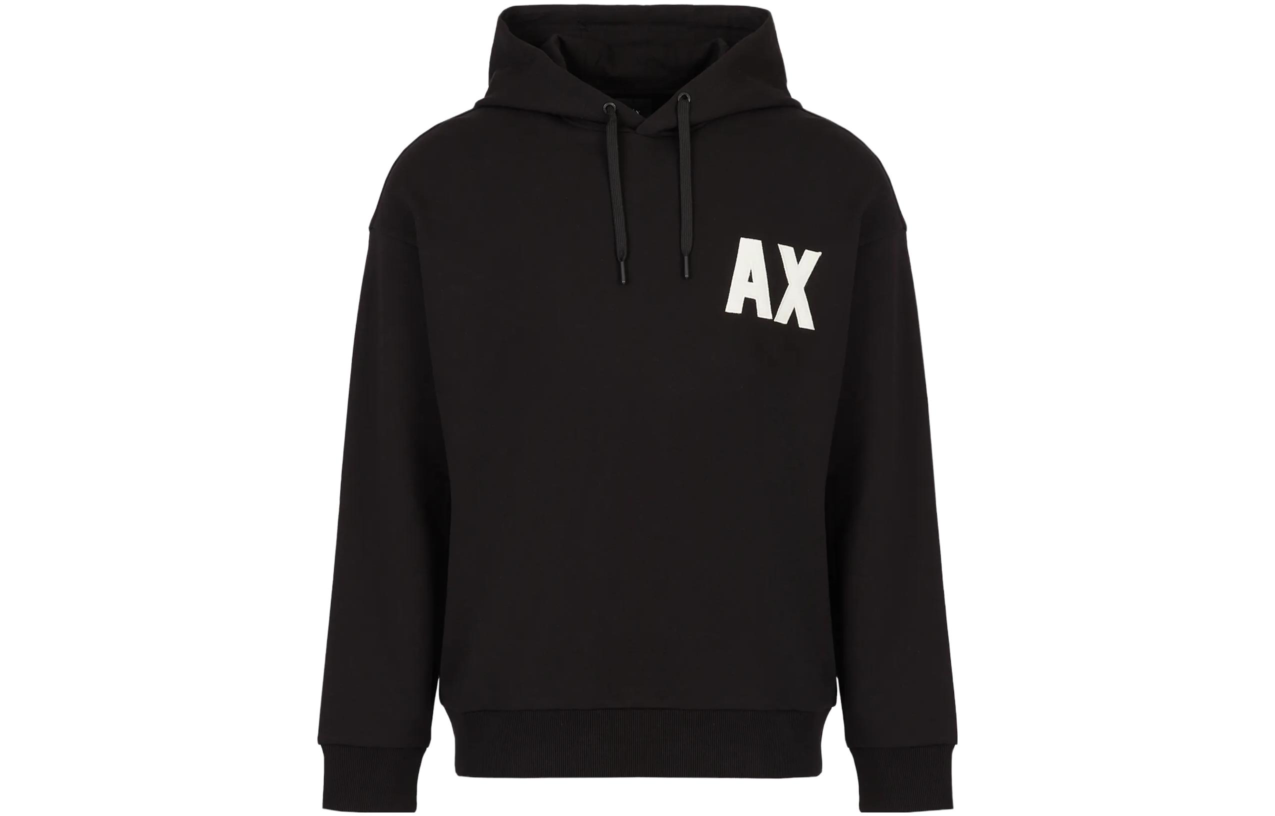 Armani Exchange AE Black Pullover Hoodie with Letter Print for Unisex 3RZMKFZJ1ZZ11200