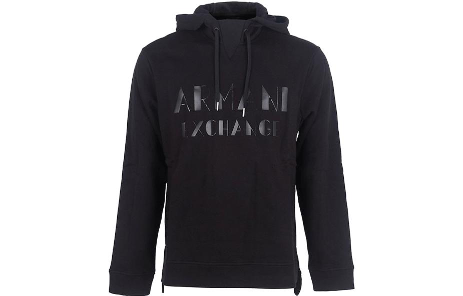 Armani Exchange AE Black Pullover Sweatshirt with Letter Print 6GZMBP-ZJ1PZ-1200