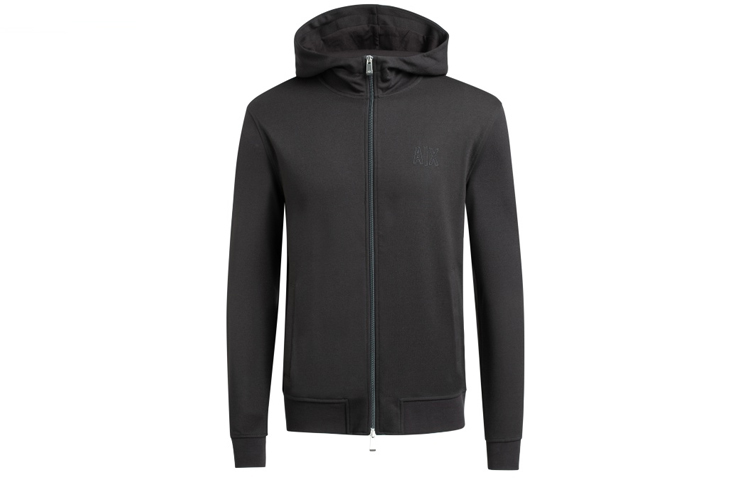 Armani Exchange AE FW21 Black Solid Zip-Up Hoodie Jacket 6KZMGT-ZJY1Z-1200