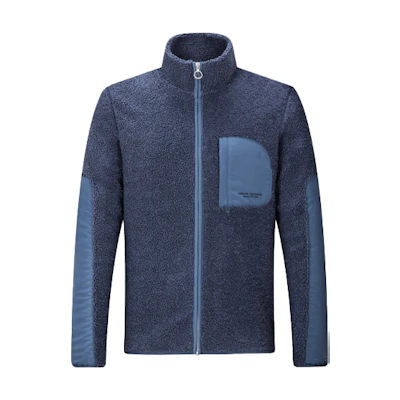 Armani Exchange AE FW21 Blue Fleece Jacket with Contrast Trim Zipper 6KZMLE-ZJKSZ-15AQ
