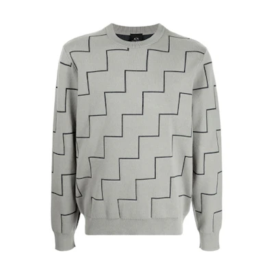 Armani Exchange AE FW21 Chevron Knit Sweatshirt Men’s Grey 6KZM1E-ZM1DZ-29AA