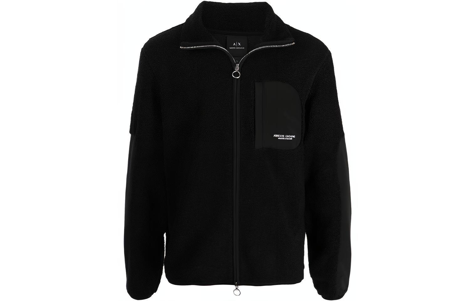 Armani Exchange AE FW21 Contrast Trim Fleece Jacket Black 6KZMLE-ZJKSZ-1200