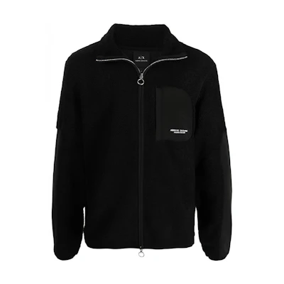 Armani Exchange AE FW21 Contrast Trim Fleece Jacket Black 6KZMLE-ZJKSZ-1200