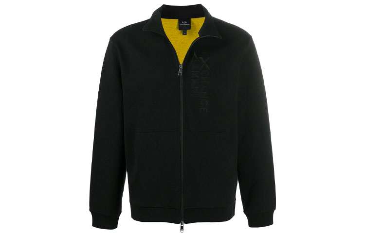 Armani Exchange AE FW21 Logo Embroidered Zip-Up Jacket Black 6HZMFG-ZJY2Z