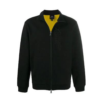Armani Exchange AE FW21 Logo Embroidered Zip-Up Jacket Black 6HZMFG-ZJY2Z