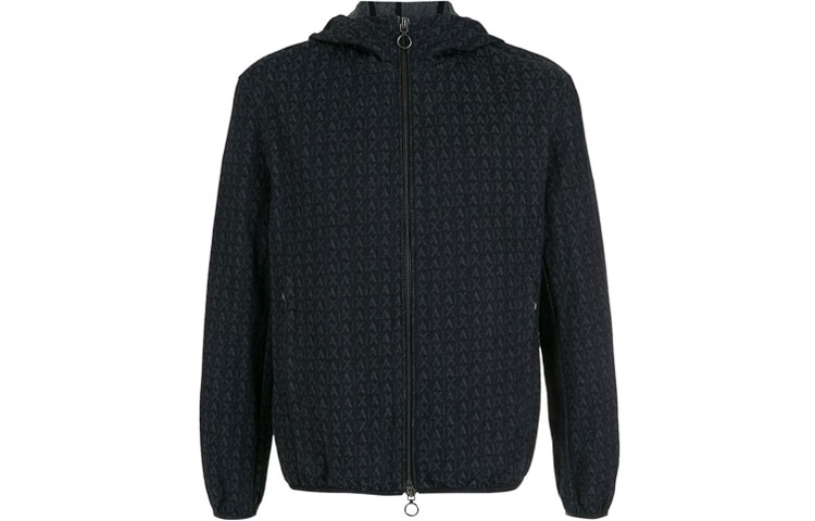 Armani Exchange AE FW21 Oversized Logo Hoodie Jacket Black 3KZBL7-ZDALZ-2573