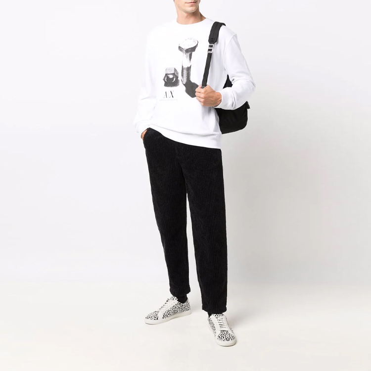 Lookbook Armani Exchange AE FW21 螺絲印花棉質圓領休閒長袖男士上衣 6KZMAW-ZJ6RZ-1100