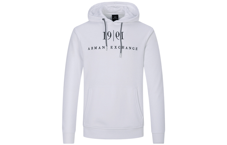 Order Armani Exchange AE FW21 白色連帽衫 字母印花設計 抽繩 6KZMFM-ZJ6HZ-1100