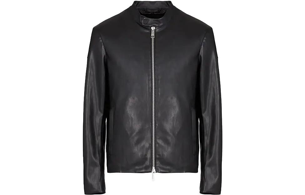 Order 아르마니 익스체인지 AE FW22 블랙 레더 자켓 심플 지퍼 업 디자인 8NZB08-ZNAAZ-1200