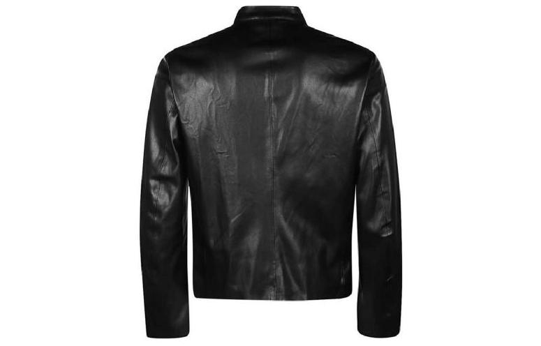 Lookbook 아르마니 익스체인지 AE FW22 블랙 레더 자켓 심플 지퍼 업 디자인 8NZB08-ZNAAZ-1200