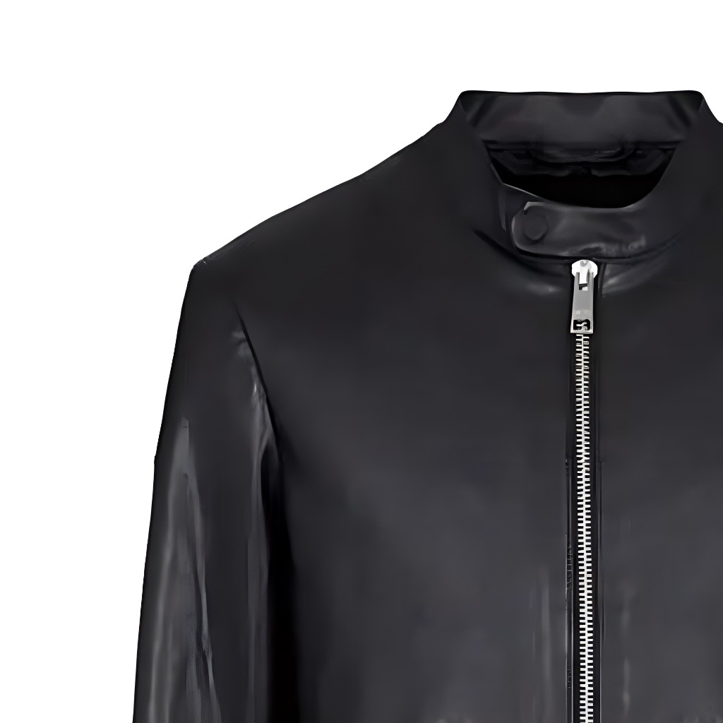 Sizing 아르마니 익스체인지 AE FW22 블랙 레더 자켓 심플 지퍼 업 디자인 8NZB08-ZNAAZ-1200