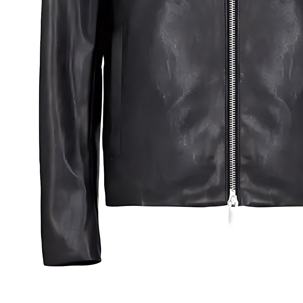 Cheap 아르마니 익스체인지 AE FW22 블랙 레더 자켓 심플 지퍼 업 디자인 8NZB08-ZNAAZ-1200