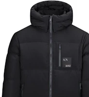 Sizing ARMANI EXCHANGE AE FW22 黑色標誌印花連帽羽絨外套 6LZB12-ZNICZ-1200