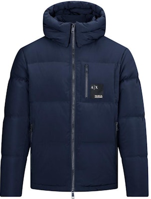 ARMANI EXCHANGE AE FW22 Navy Blue Logo Hooded Puffer Jacket. 6LZB12-ZNICZ-1510 Buy ARMANI EXCHANGE AE FW22 Navy Blue Logo Hooded Puffer Jacket. 6LZB12-ZNICZ-1510