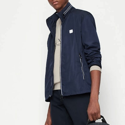 ARMANI EXCHANGE AE FW22 Navy Blue Multi-Zip High Collar Jacket 8NZB07-ZNWFZ-15BA Purchase ARMANI EXCHANGE AE FW22 Navy Blue Multi-Zip High Collar Jacket 8NZB07-ZNWFZ-15BA