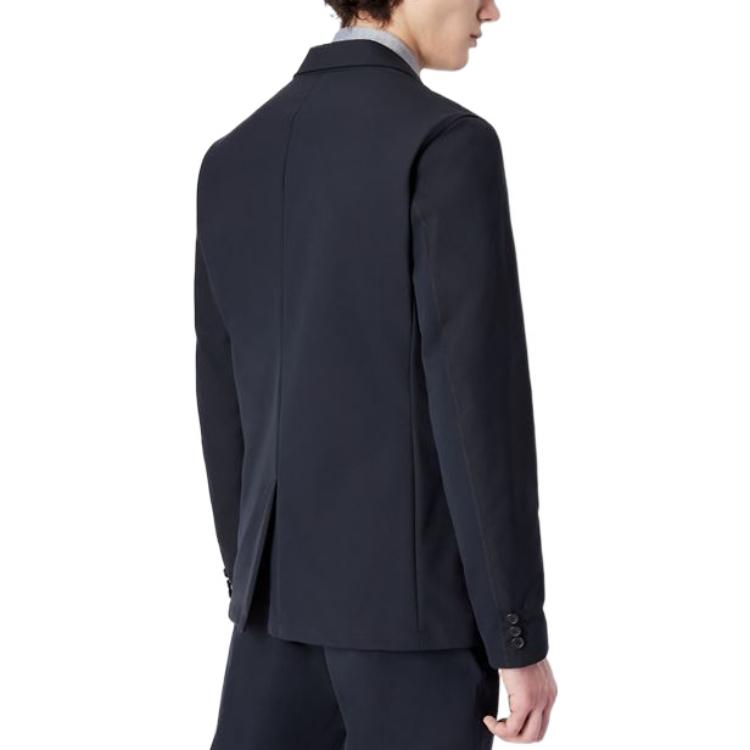 Shop ARMANI EXCHANGE AE FW22 海軍藍色單排扣西裝外套。 6LZG08-ZNCDZ-1510
