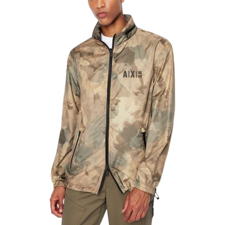 Lookbook ARMANI EXCHANGE AE FW22  Yellow Camo Nylon Zip Windbreaker Jacket. 6LZB20-ZNUQZ-2846