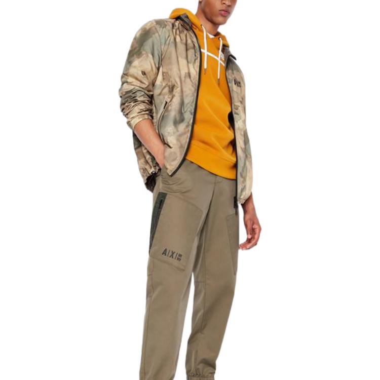 Purchase ARMANI EXCHANGE AE FW22  Yellow Camo Nylon Zip Windbreaker Jacket. 6LZB20-ZNUQZ-2846