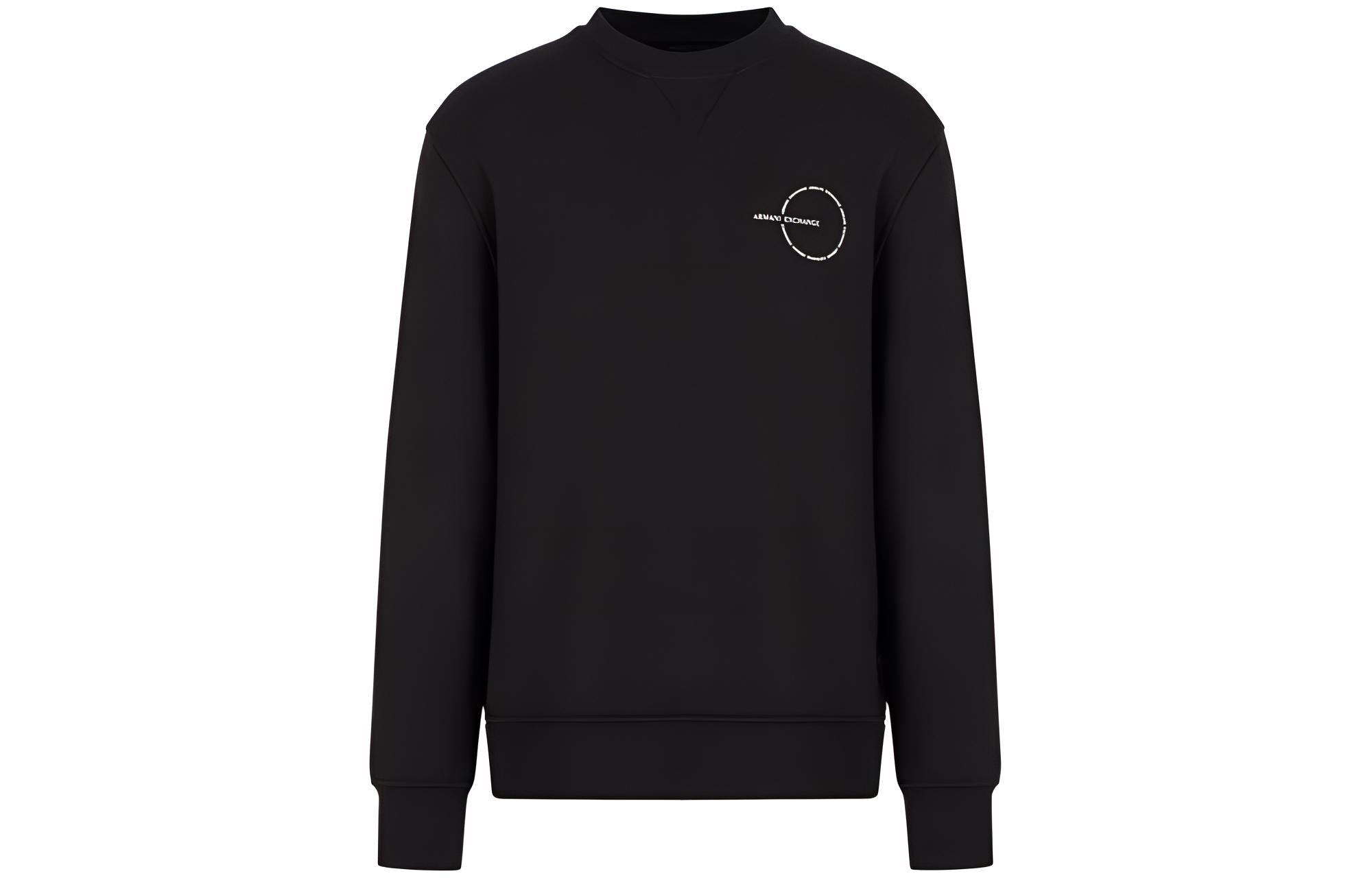Armani Exchange AE FW22 Black Crewneck Logo Print Sweatshirt Long Sleeve 6LZMAC-ZJBXZ-1200