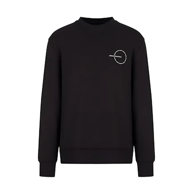 Armani Exchange AE FW22 Black Crewneck Logo Print Sweatshirt Long Sleeve 6LZMAC-ZJBXZ-1200