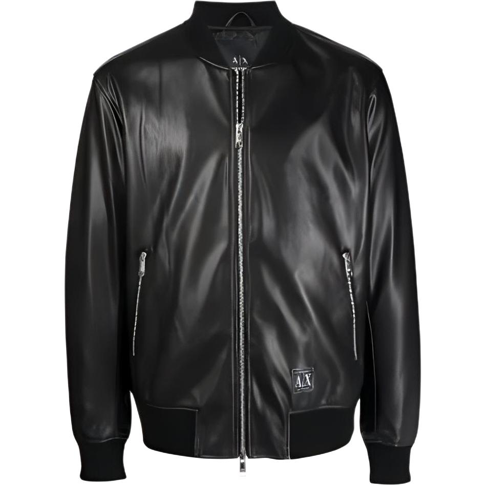 Armani Exchange AE FW22 Black Faux Leather Waist-Cinch Jacket 3LZB30-ZE1CZ-1200