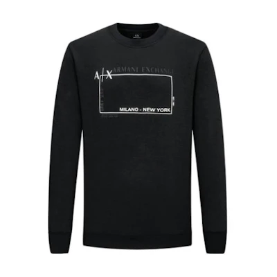 Armani Exchange AE FW22 Black Logo Print Casual Sweatshirt 6LZMJA-ZJXFZ-1200