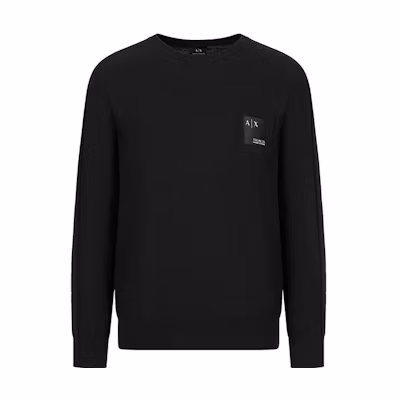 Armani Exchange AE FW22 Black Logo Print Crewneck Casual Long Sleeve Sweatshirt Men 6LZM1F-ZMX8Z-1200