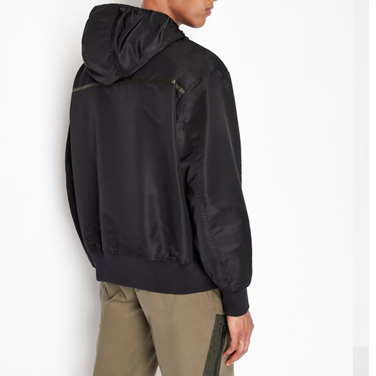 Shop Armani Exchange AE FW22 Black Nylon Zip Jacket 6LZB03-ZNUSZ-1200