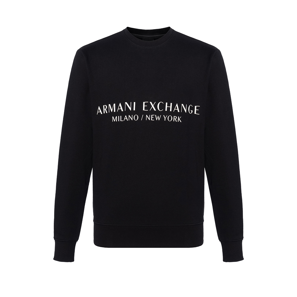 Armani Exchange AE FW22 Black Relaxed Sweatshirt with Logo Print for Men 8NZM88-ZJKRZ-1200