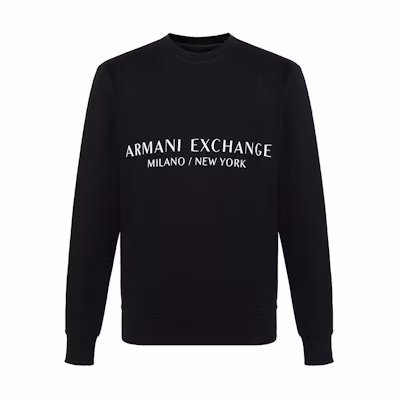 Armani Exchange AE FW22 Black Relaxed Sweatshirt with Logo Print for Men 8NZM88-ZJKRZ-1200