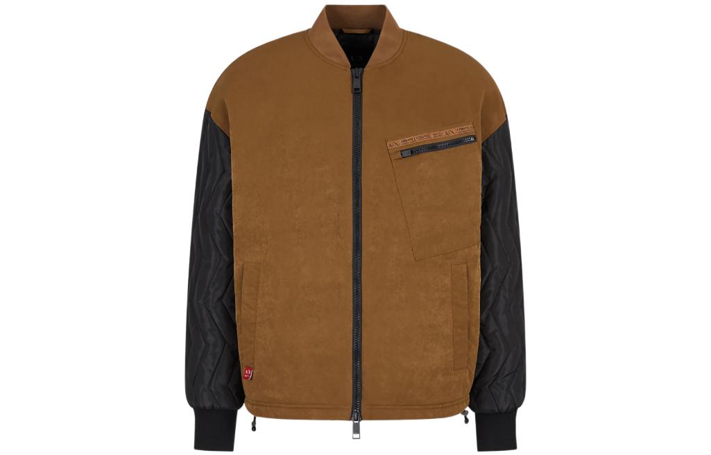 Armani Exchange AE FW22 Colorblock Baseball Collar Jacket Brown for Men 6LZB31-ZNUJZ-12782