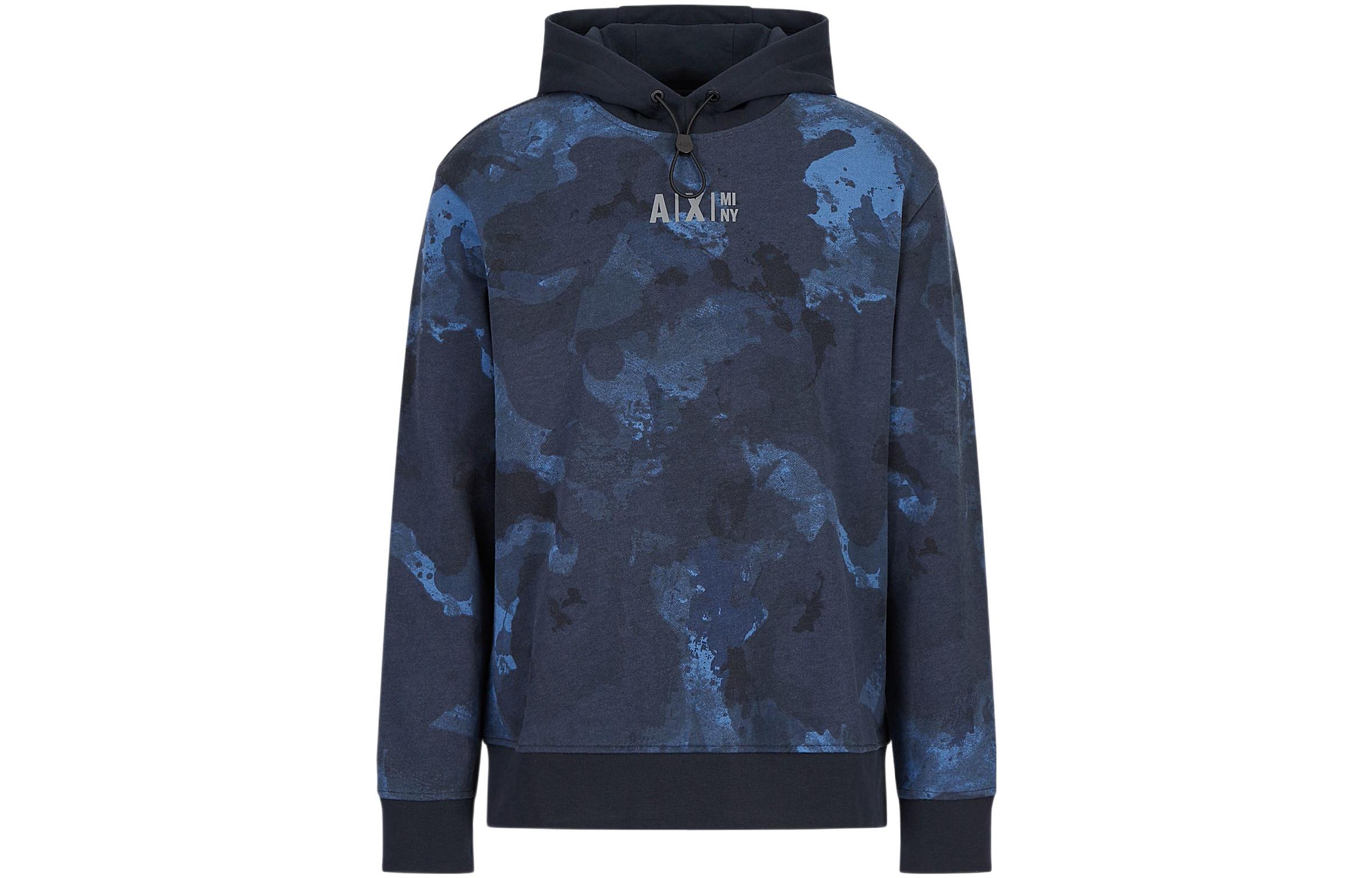 Armani Exchange AE FW22 Colorblock Hoodie Navy Pullover Long Sleeve 6LZMFC-ZJXAZ-14876