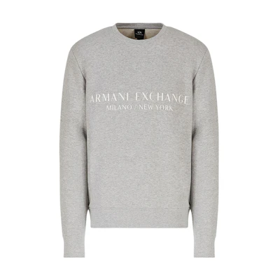 Armani Exchange AE FW22 Crewneck Logo Print Sweatshirt Light Grey 8NZM88-ZJKRZ-3901