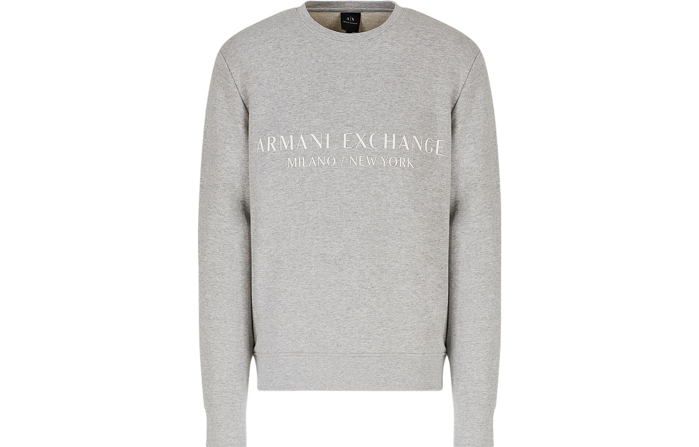 Order Armani Exchange AE FW22 Crewneck Logo Print Sweatshirt Light Grey 8NZM88-ZJKRZ-3901
