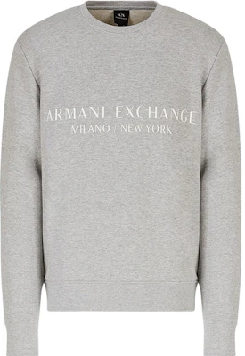 Armani Exchange AE FW22 Crewneck Logo Print Sweatshirt Light Grey 8NZM88-ZJKRZ-3901 Order Armani Exchange AE FW22 Crewneck Logo Print Sweatshirt Light Grey 8NZM88-ZJKRZ-3901