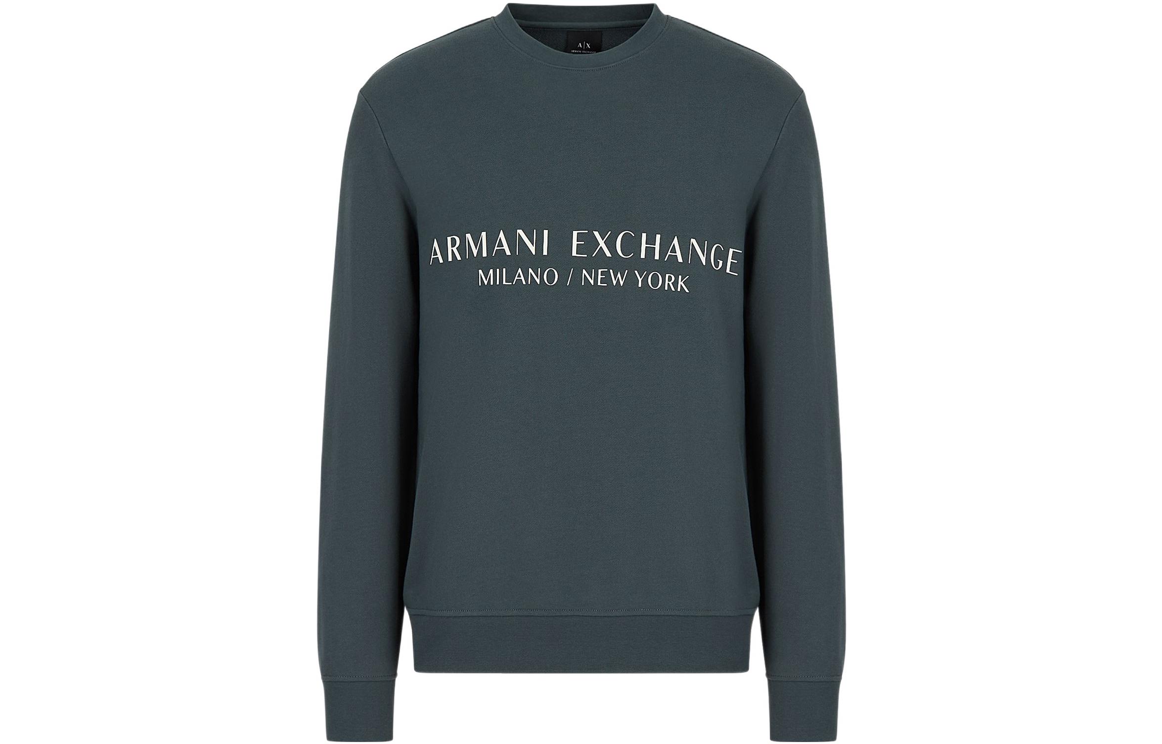 Armani Exchange AE FW22 Logo Print Crewneck Sweatshirt Men’s Dark Green 8NZM88-ZJKRZ-1839