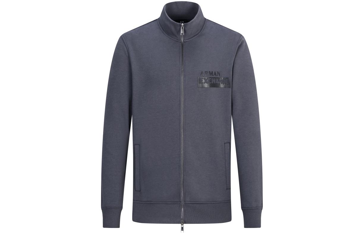 Armani Exchange AE FW22 Logo Printed Zip-Up Hoodie Jacket Dark Grey 6LZMBF-ZJCAZ-1978
