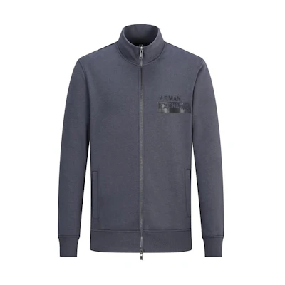 Armani Exchange AE FW22 Logo Printed Zip-Up Hoodie Jacket Dark Grey 6LZMBF-ZJCAZ-1978