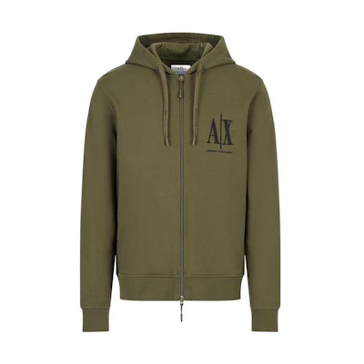 Armani Exchange AE FW22 Logo Zip Hoodie Jacket Men’s Deep Green 8NZMPP-ZJ1ZZ-1871