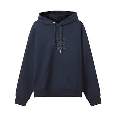 Armani Exchange AE FW22 Navy Blue Logo Embroidered Hoodie 6LZMLD-ZJNBZ-1583