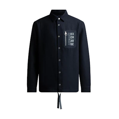 Armani Exchange AE FW22 Navy Solid Letter Print Collared Jacket Mens 6LZB39-ZNIHZ-1510