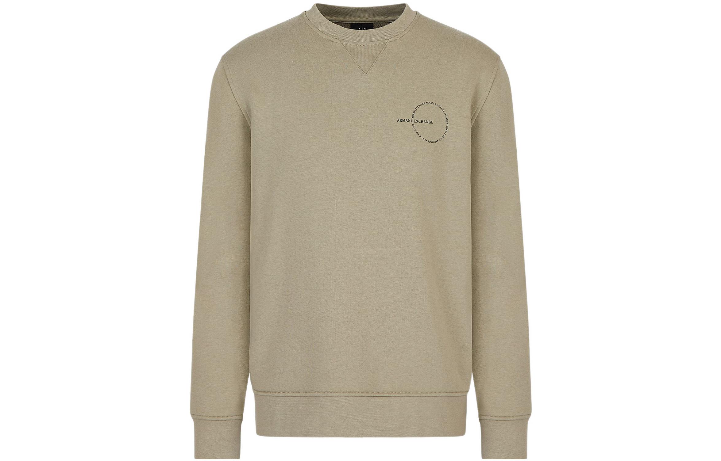 Armani Exchange AE FW22 Orange Crewneck Sweatshirt with Circular Logo Print 6LZMAC-ZJBXZ-11836