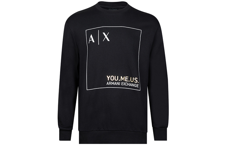 Armani Exchange AE FW22 Pullover Sweatshirt with Logo Print Black 6LZMAY-ZJFAZ-1200