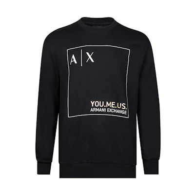 Armani Exchange AE FW22 Pullover Sweatshirt with Logo Print Black 6LZMAY-ZJFAZ-1200